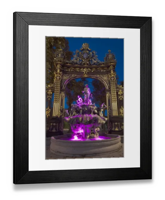 Framed Print : France, Meurthe-et-Moselle, Lorraine Region, Nancy, Place Stanislaus, fountain, evening