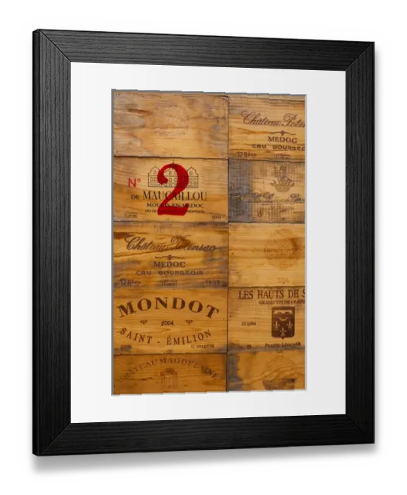 Framed Print : France, Aquitaine Region, Gironde Department, St-Emilion, wine town, wine crates Framed Print : France, Aquitaine Region, Gironde Department, St-Emilion, wine town, wine crates