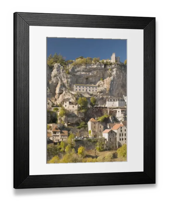 Framed Print : France, Midi-Pyrenees Region, Lot Department, Rocamadour, elevated town view, late Framed Print : France, Midi-Pyrenees Region, Lot Department, Rocamadour, elevated town view, late