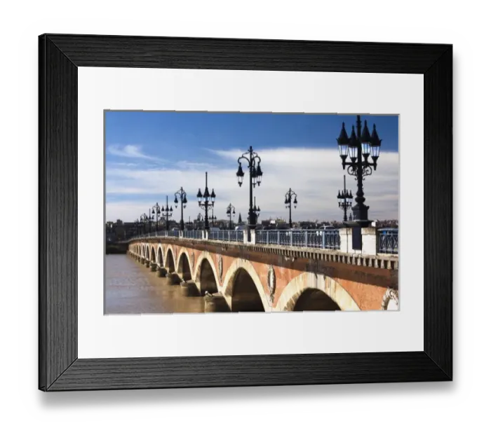 Framed Print : France, Aquitaine Region, Gironde Department, Bordeaux, Pont de Pierre bridge, Garonne