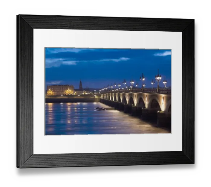 Framed Print : France, Aquitaine Region, Gironde Department, Bordeaux, Pont de Pierre bridge and Garonne River