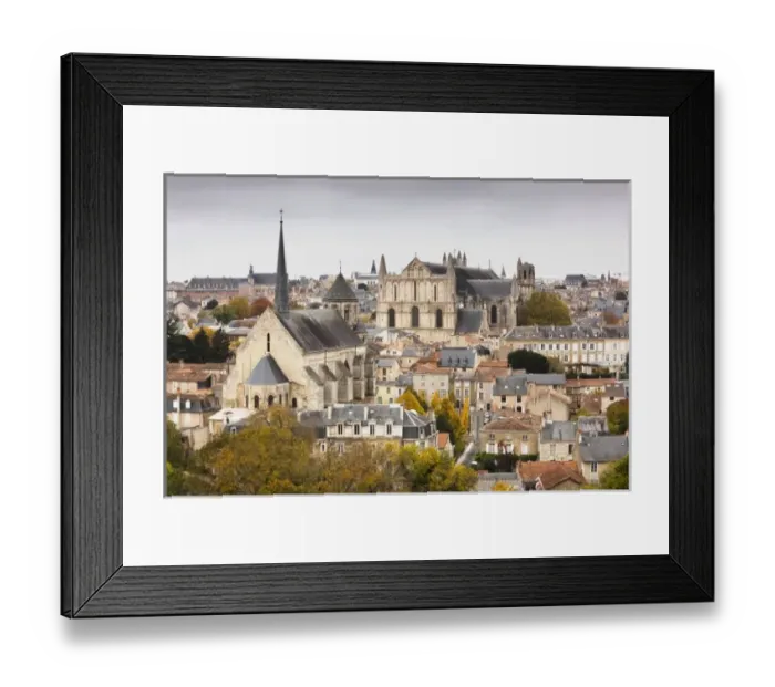 Framed Print : France, Poitou-Charentes Region, Vienne Department, Poitiers, elevated view of town Framed Print : France, Poitou-Charentes Region, Vienne Department, Poitiers, elevated view of town