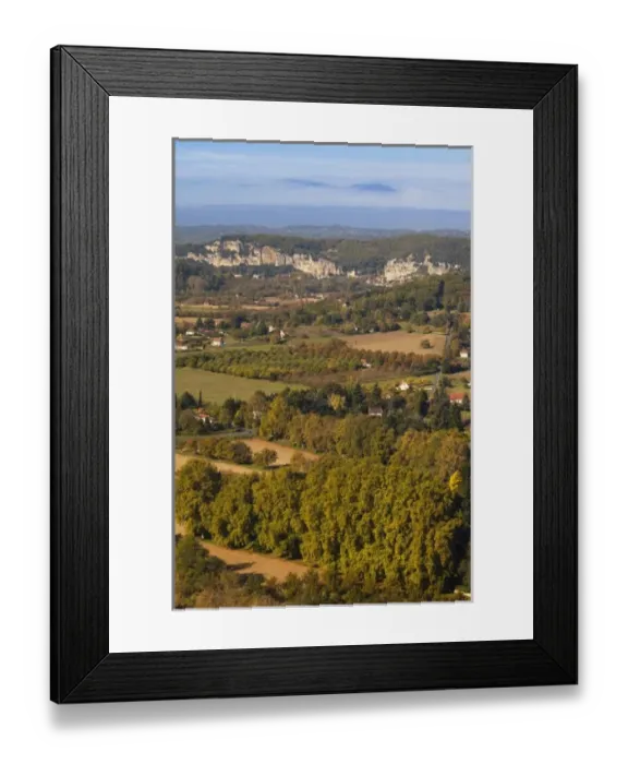 Framed Print : France, Aquitaine Region, Dordogne Department, Domme, elevated view of the Dordogne