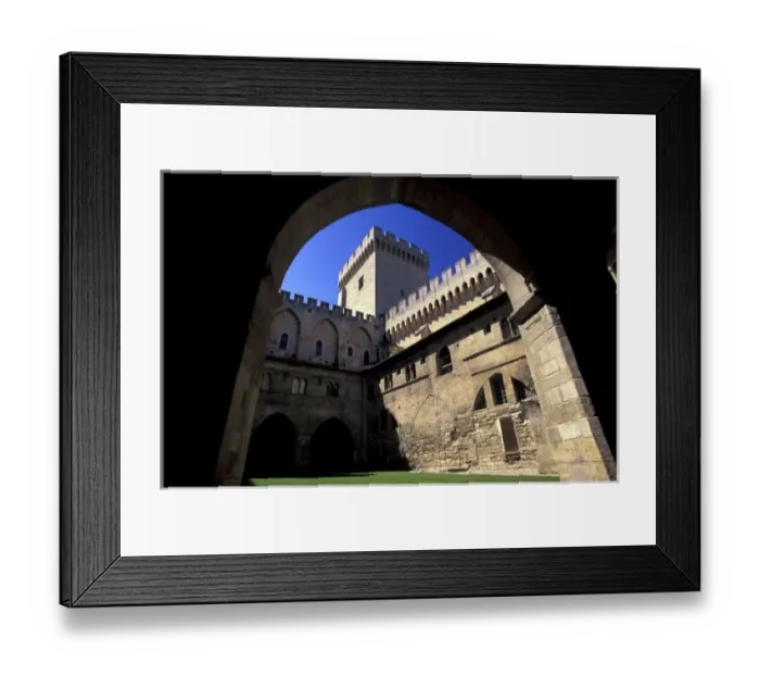 Framed Print : France, Provence, Vaucluse, Avignon. Palais des Papes, courtyard view