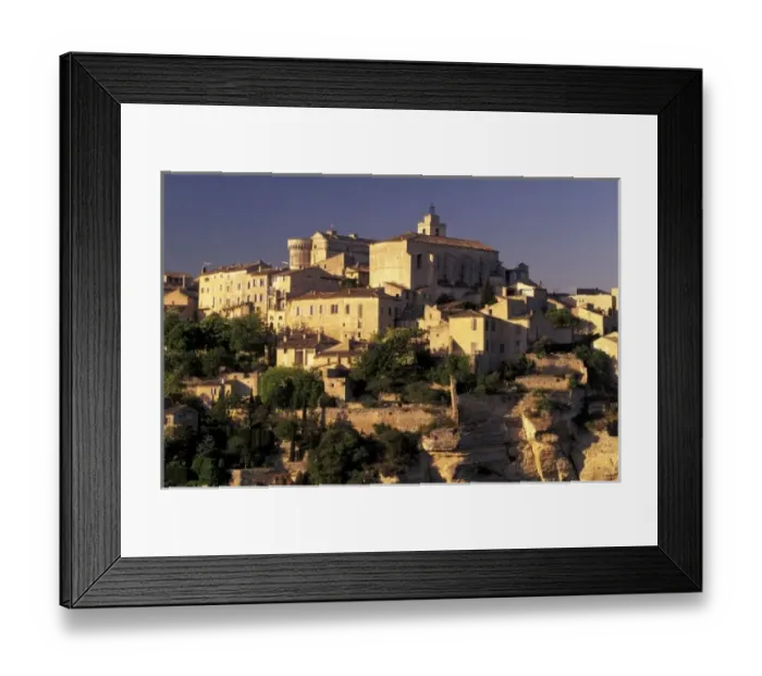 Framed Print : France, Provence, Vaucluse, Gordes. Town view in morning light Framed Print : France, Provence, Vaucluse, Gordes. Town view in morning light