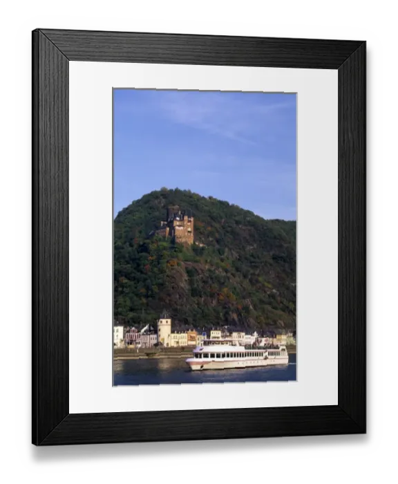 Framed Print : Life in Germany in beautiful wine country of the Rhine River and ferry boats at St
