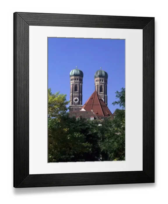 Framed Print : Life in Germany at the famous Frauenkirche church in downtown old village of Munich