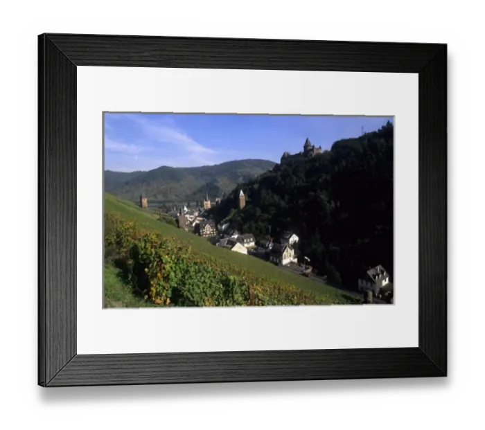 Framed Print : Life in Germany in wine country on the famous Rhine River in the wine fields above