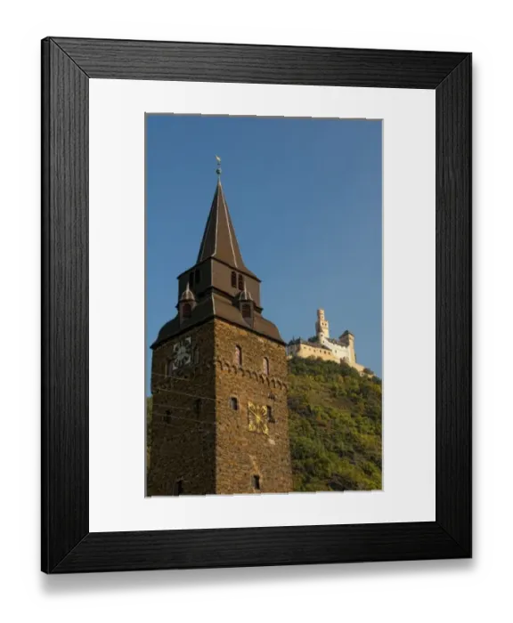 Framed Print : Marksburg Castle on hill outside Braubach, Germany, a village on Rhine River