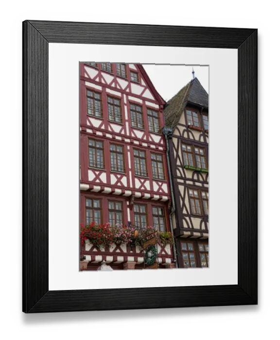 Framed Print : Gabled architecture of Romerberg, Old Town, Frankfurt, Germany