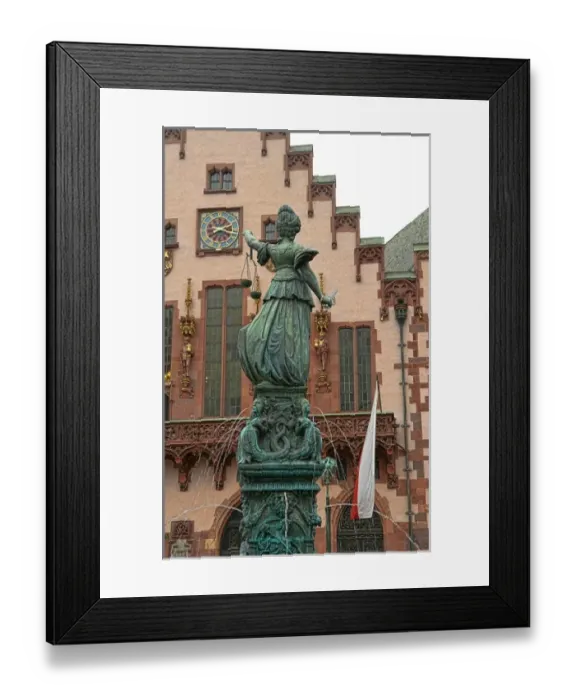 Framed Print : Architecture and statue in Romerberg square, Old Town, Frankfurt, Germany Framed Print : Architecture and statue in Romerberg square, Old Town, Frankfurt, Germany
