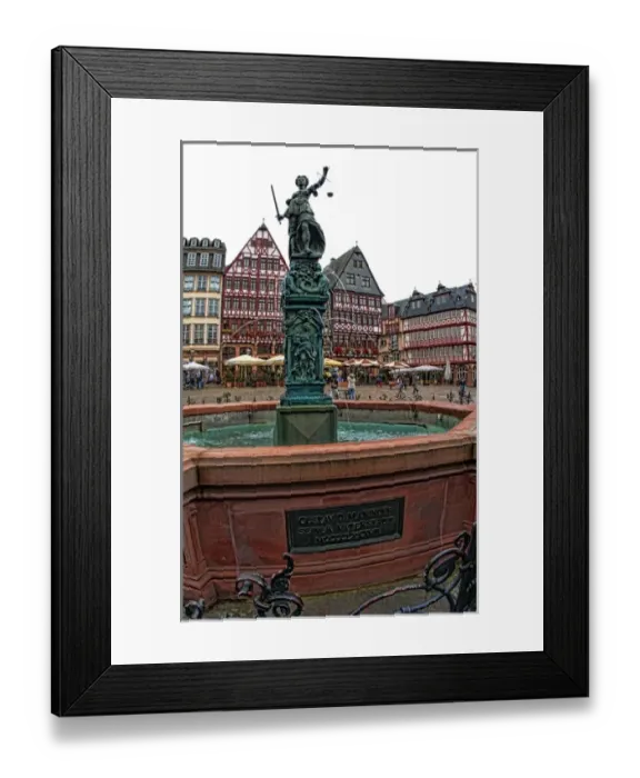 Framed Print : Architecture and statue of in Romerberg square, Old Town, Frankfurt, Germany Framed Print : Architecture and statue of in Romerberg square, Old Town, Frankfurt, Germany