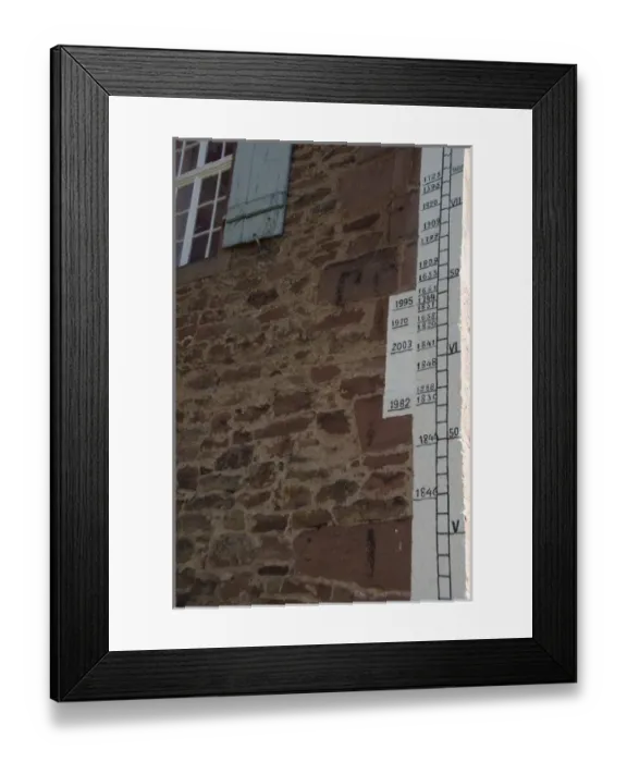 Framed Print : Germany, Franconia, Wertheim. Historic flood water line markers along old wall Framed Print : Germany, Franconia, Wertheim. Historic flood water line markers along old wall