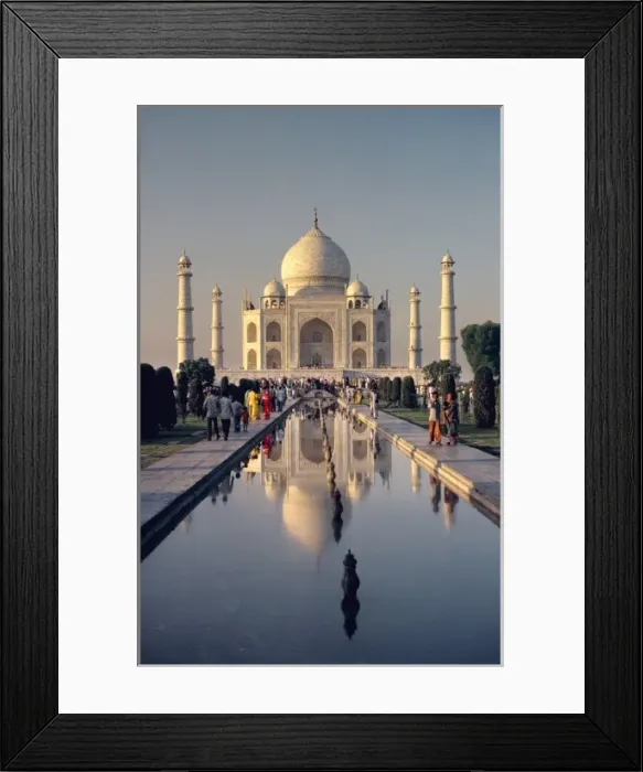 Framed Print : Asia, India, Agra. At dusk the reflection pool in front of the Taj Mahal, a World Heritage Site