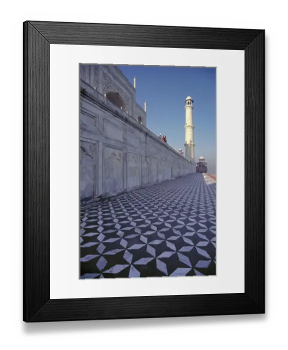 Framed Print : Asia, India, Agra. A marble walkway leads to a minaret at the Taj Mahal, a World Heritage Site Framed Print : Asia, India, Agra. A marble walkway leads to a minaret at the Taj Mahal, a World Heritage Site