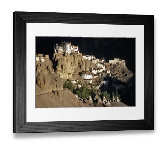 Framed Print : Asia, India, Ladakh, Leh. The last light of day spotlights Lamayuru Monastery