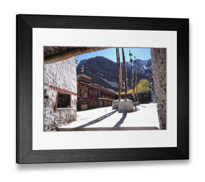 Framed Print : Asia, India, Ladakh, Hemis. Sunlight casts harsh shadows in the courtyard of Hemis Gompa monastery Framed Print : Asia, India, Ladakh, Hemis. Sunlight casts harsh shadows in the courtyard of Hemis Gompa monastery