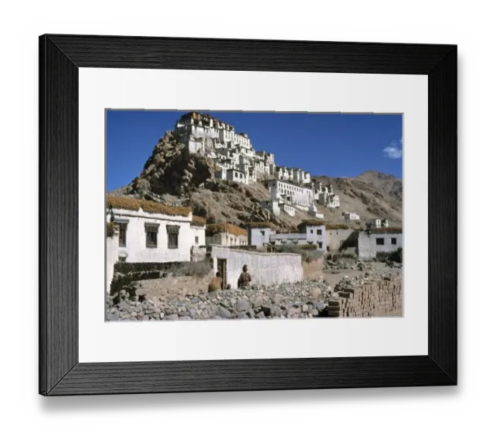Framed Print : Asia, India, Ladakh, Thikse. The Thikse Gompa sits on a lofty promontory in the Himalayas in Ladakh