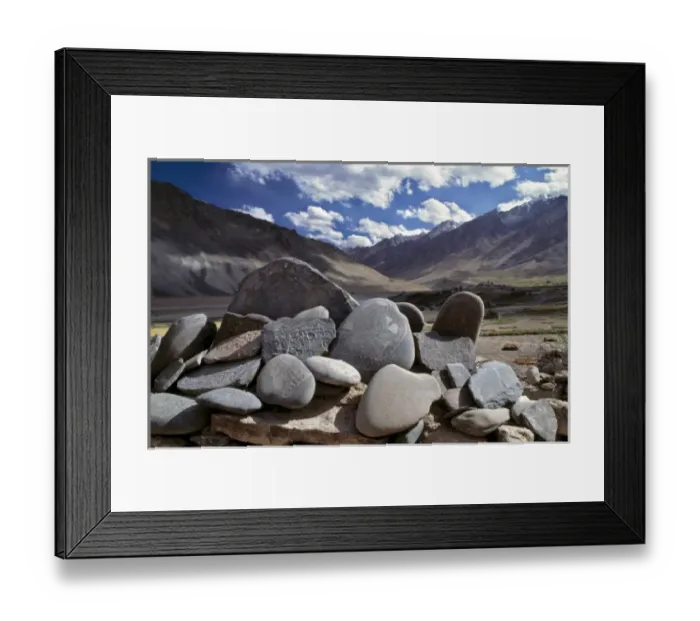 Framed Print : Asia, India, Ladakh, Zanskar Valley. Mani stones, with their smooth sides and carved prayers Framed Print : Asia, India, Ladakh, Zanskar Valley. Mani stones, with their smooth sides and carved prayers
