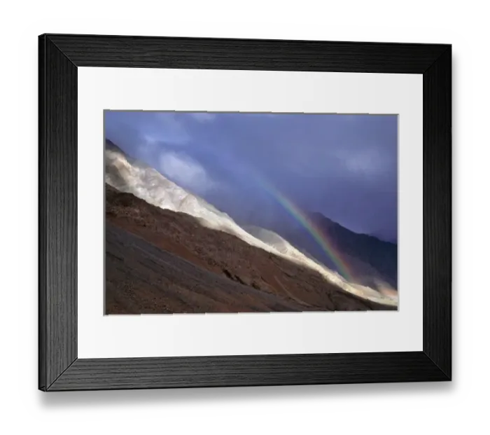 Framed Print : Asia, India, Ladakh, Zanskar Valley. A rainbow curves over the steep, stark mountain Framed Print : Asia, India, Ladakh, Zanskar Valley. A rainbow curves over the steep, stark mountain