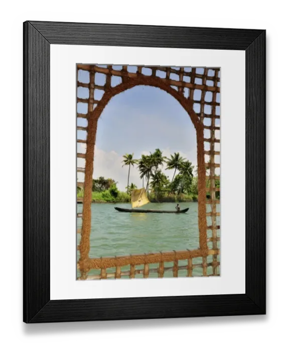 Framed Print : Asia, India, Kerala (Backwaters). A fisherman on the Kerala Backwaters Framed Print : Asia, India, Kerala (Backwaters). A fisherman on the Kerala Backwaters