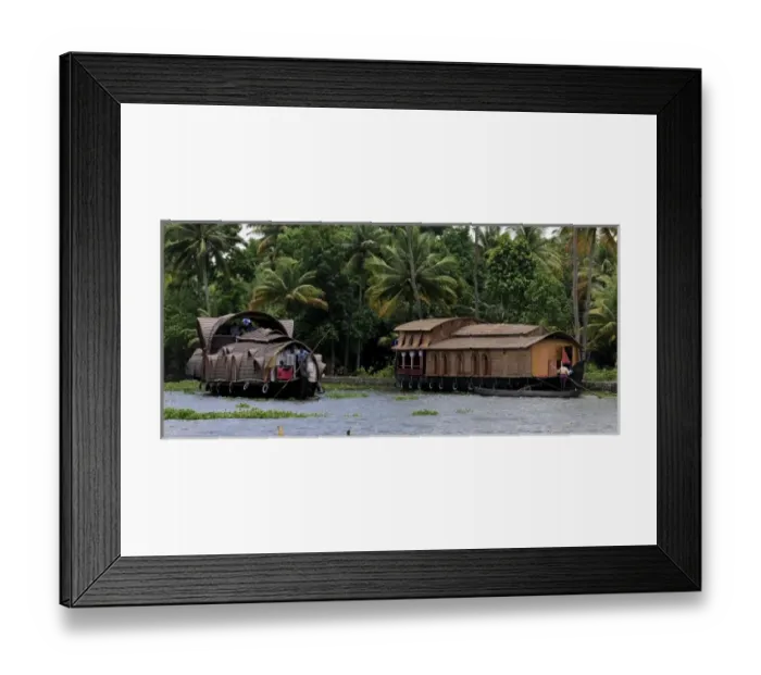 Framed Print : Asia, India, Kerala (Backwaters). Houseboats float along a Kerala Backwaters canal Framed Print : Asia, India, Kerala (Backwaters). Houseboats float along a Kerala Backwaters canal