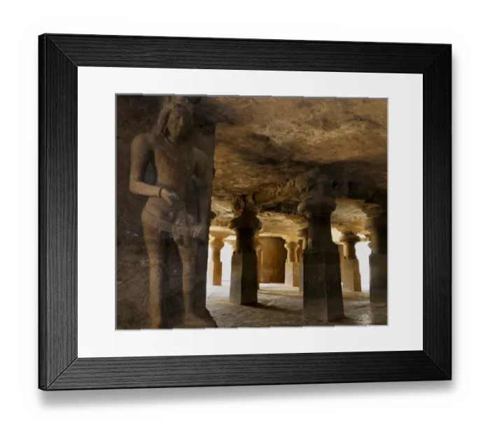 Framed Print : Asia, India, Maharashtra, Mumbai, Bombay, Elephanta Island. Carved sculptures Inside Framed Print : Asia, India, Maharashtra, Mumbai, Bombay, Elephanta Island. Carved sculptures Inside
