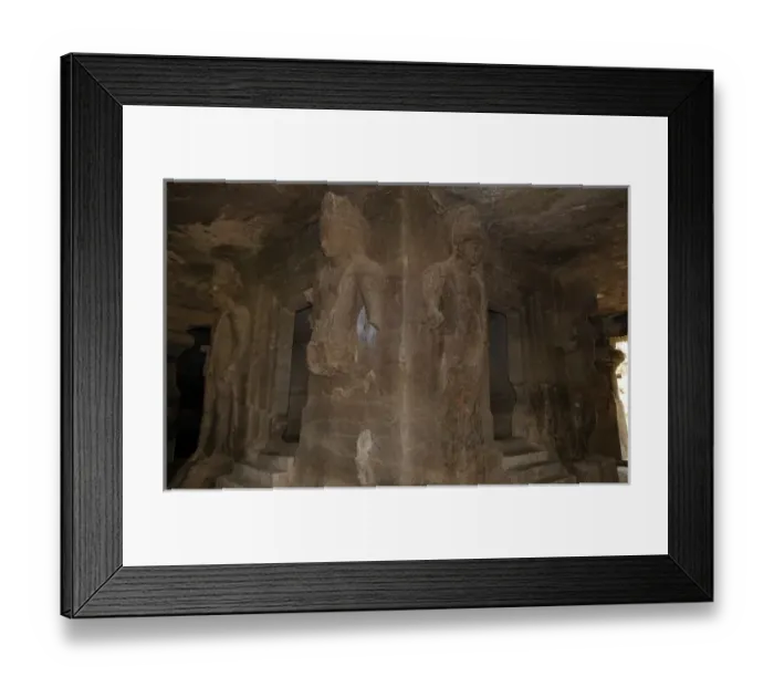 Framed Print : Asia, India, Maharashtra, Mumbai, Bombay, Elephanta Island. Carved sculptures Inside Framed Print : Asia, India, Maharashtra, Mumbai, Bombay, Elephanta Island. Carved sculptures Inside