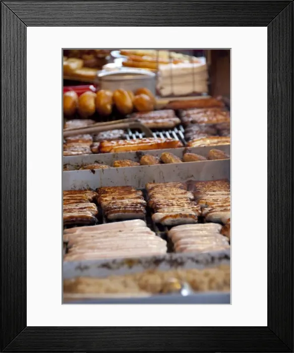 Framed Print : Germany, Bavaria, Nuremberg. Old Market Square, famous Nuremberg saugages Framed Print : Germany, Bavaria, Nuremberg. Old Market Square, famous Nuremberg saugages