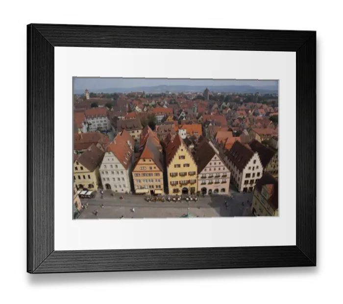 Framed Print : Germany, Rothenburg. View of Market Square (aka Marktplatz) from the top of old Town Hall tower