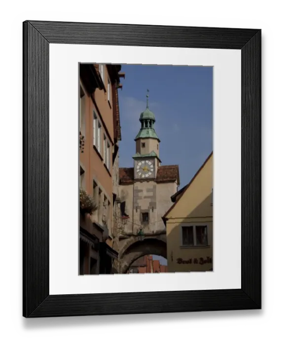 Framed Print : Germany, Franconia, Rothenburg. Historic city walls & clock tower Framed Print : Germany, Franconia, Rothenburg. Historic city walls & clock tower