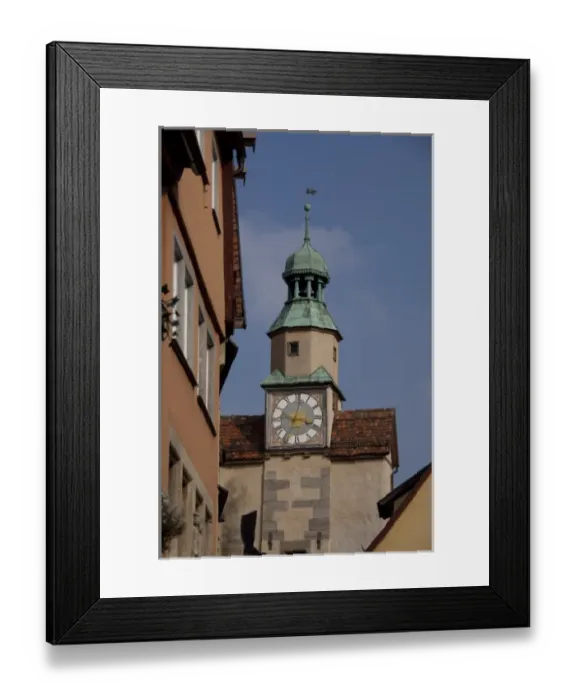 Framed Print : Germany, Franconia, Rothenburg. Historic city walls & clock tower Framed Print : Germany, Franconia, Rothenburg. Historic city walls & clock tower