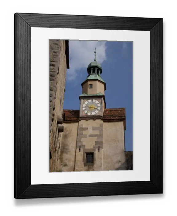 Framed Print : Germany, Franconia, Rothenburg. Historic city walls & clock tower Framed Print : Germany, Franconia, Rothenburg. Historic city walls & clock tower