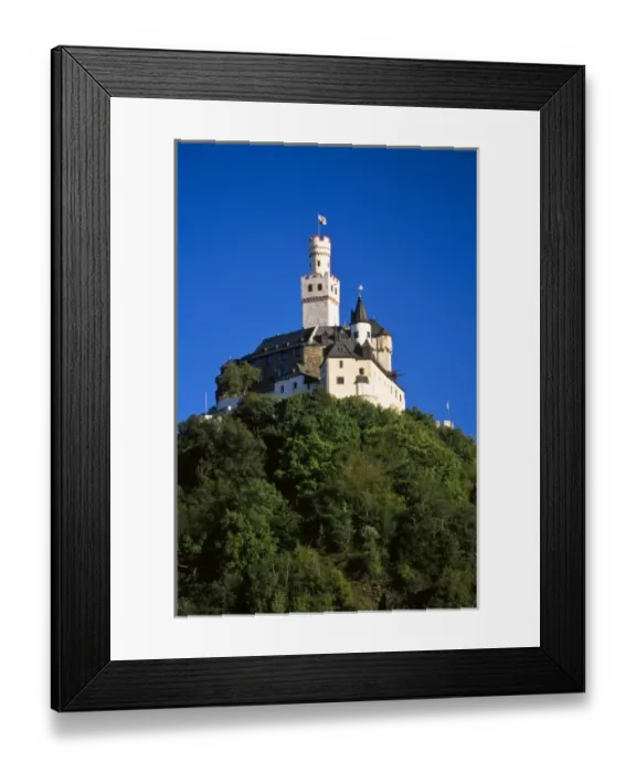 Framed Print : Germany, Braubach, Rhine Valley, Marksburg Castle, built 1117, UNESCO World Heritage Site