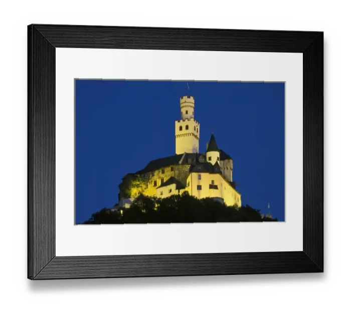 Framed Print : Germany, Braubach, Rhine Valley, Marksburg Castle at night, built 1117, UNESCO World Heritage Site Framed Print : Germany, Braubach, Rhine Valley, Marksburg Castle at night, built 1117, UNESCO World Heritage Site