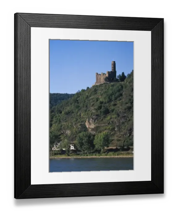 Framed Print : Germany, Rhineland-Palatinate, village of Wellmich near St. Goarshausen, Rhine River, Burg Maus
