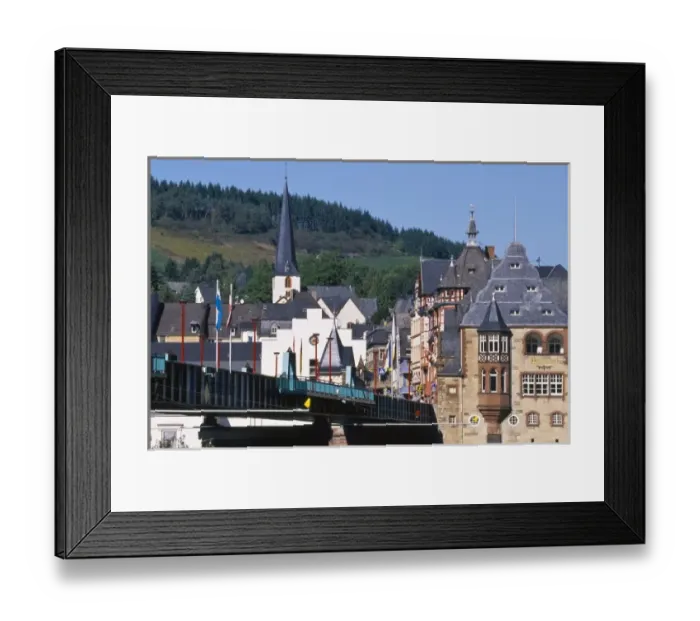 Framed Print : Germany, Rhineland-Palatinate, Traben-Trarbach, bridge across the Moselle River Framed Print : Germany, Rhineland-Palatinate, Traben-Trarbach, bridge across the Moselle River