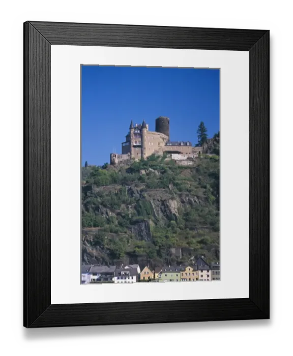 Framed Print : Germany, Rhineland-Palatinate, St. Goarshausen, Rhine River, Katz Castle (begun in 14th century Framed Print : Germany, Rhineland-Palatinate, St. Goarshausen, Rhine River, Katz Castle (begun in 14th century