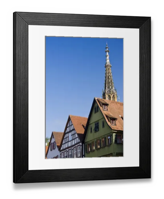 Framed Print : Germany, Baden-Wurttemberg, Esslingen Am Neckar. Half timbered buildings on Marktplatz square