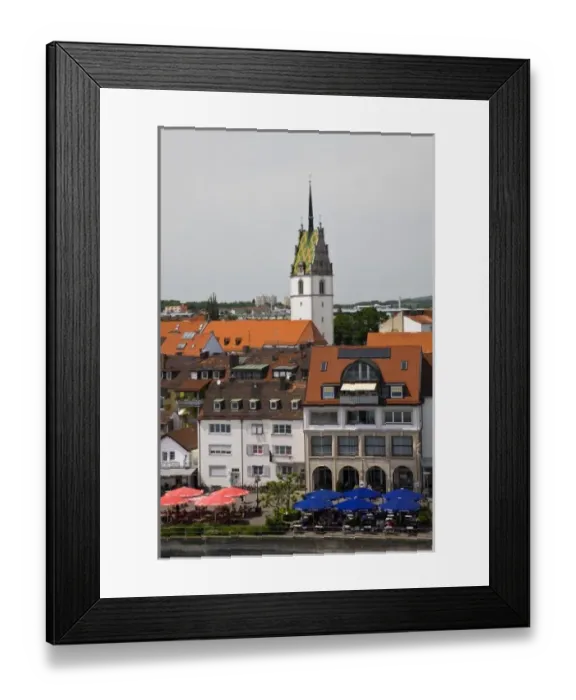 Framed Print : Germany, Baden-Wurttemberg, Lake Constance Area, Friedrichshafen. Seestrasse street and Tower of St Framed Print : Germany, Baden-Wurttemberg, Lake Constance Area, Friedrichshafen. Seestrasse street and Tower of St