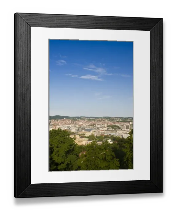 Framed Print : Germany, Baden-Wurttemberg, Stuttgart. View from Uhlandshohe, morning