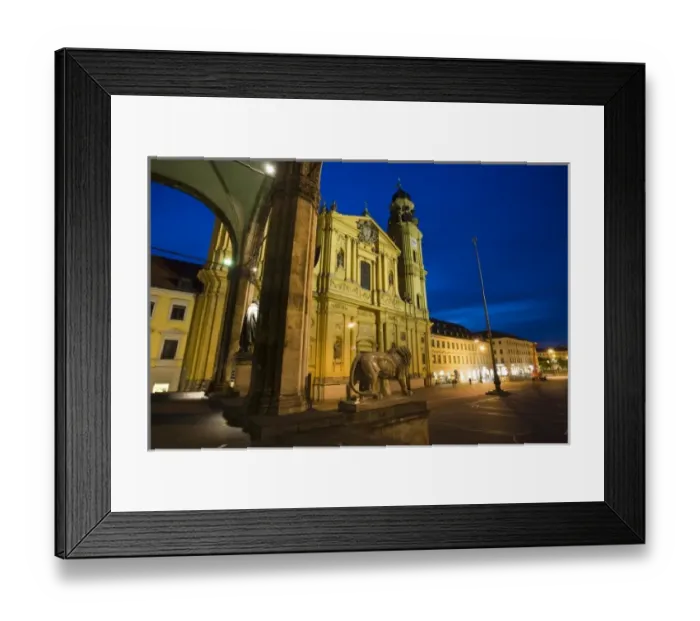 Framed Print : Germany, Bayern-Bavaria, Munich. Feldherrnhalle and Theatinerkirche St. Katejan church, evening Framed Print : Germany, Bayern-Bavaria, Munich. Feldherrnhalle and Theatinerkirche St. Katejan church, evening