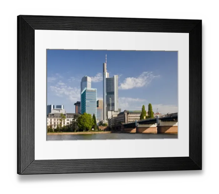 Framed Print : Germany, Hessen, Frankfurt am Main. City View along Main River, morning Framed Print : Germany, Hessen, Frankfurt am Main. City View along Main River, morning