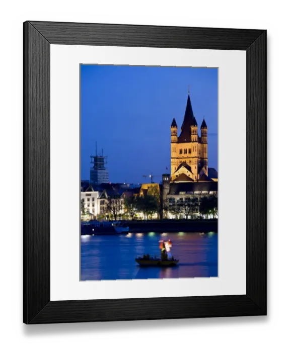 Framed Print : Germany, Nordrhein-Westfalen, Cologne. Evening over the Gross St. Martin church