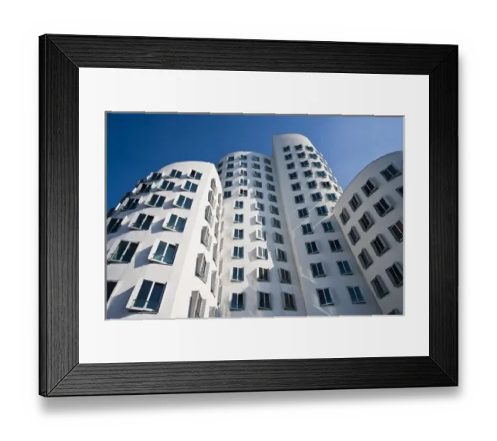 Framed Print : Germany, Nordrhein-Westfalen, Dusseldorf. Medienhafen, Frank Gehry building, Neuer Zollhof