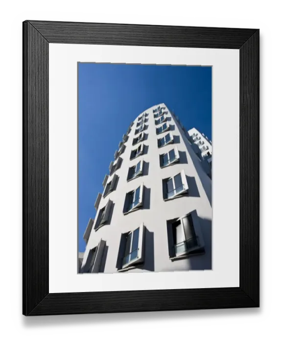 Framed Print : Germany, Nordrhein-Westfalen, Dusseldorf. Medienhafen, Frank Gehry building, Neuer Zollhof