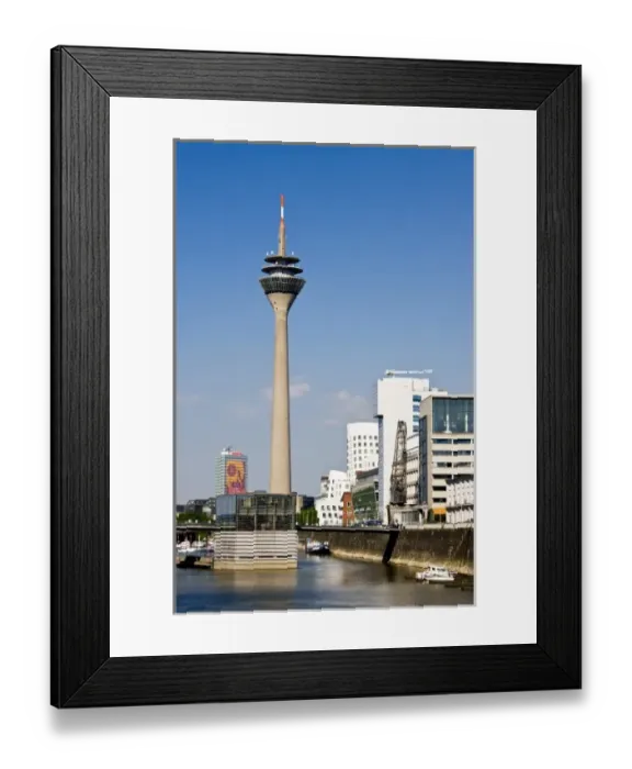 Framed Print : Germany, Nordrhein-Westfalen, Dusseldorf. Rhein Tower and Medienhafen