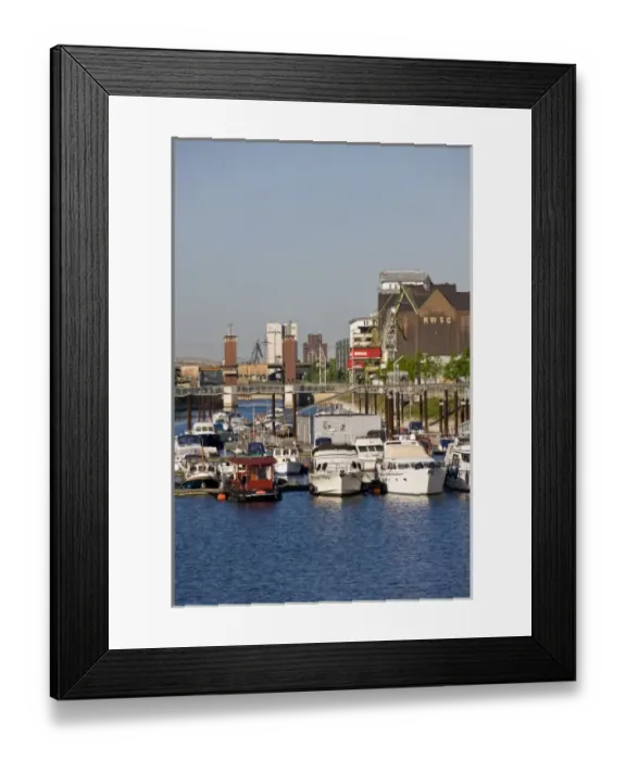 Framed Print : Germany, Nordrhein-Westfalen, Ruhr Basin, Duisburg. Inner Harbor Duisburg