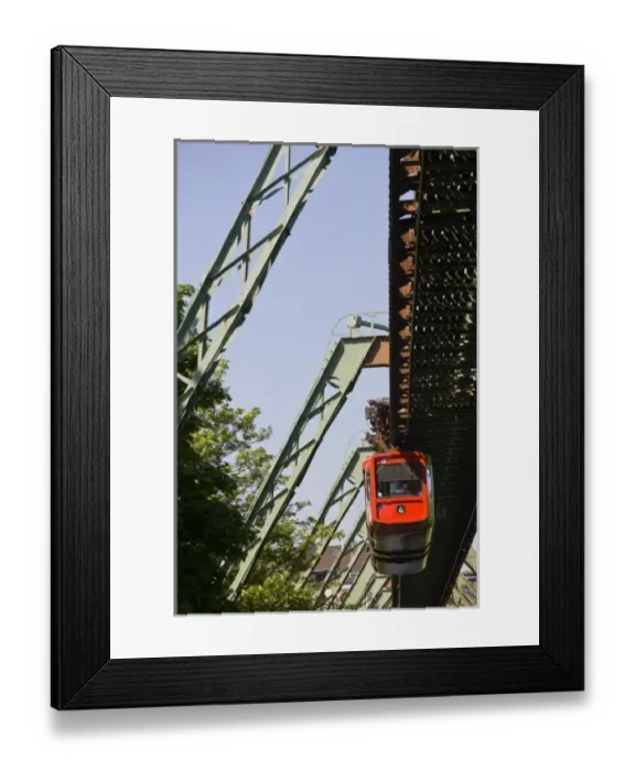 Framed Print : Germany, Nordrhein-Westfalen, Ruhr Basin, Wuppertal. Schwebebahn suspended tram line