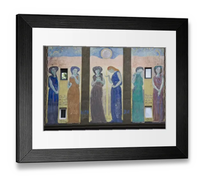 Framed Print : Germany, Rheinland-Pfaltz, Koblenz. Detail of art nouveau wall mural